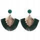  Earrings Fan Fringes Bottle Green 82mm