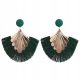  Earrings Fan Fringes Bottle Green 82mm