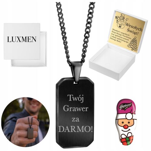  Men's Black Dog Tag with Engraving Chain Armored Steel Gift