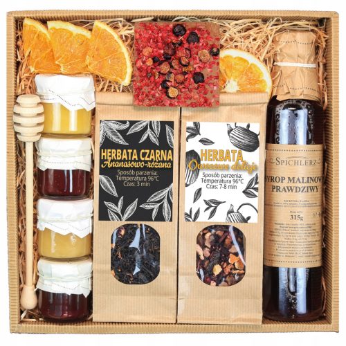  GIFT BASKET SET HONEY TEA SYRUP NUTS