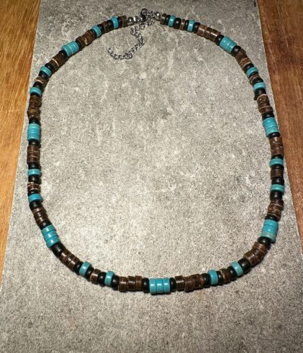  Handmade men's necklace Coconut Turquoise