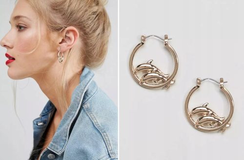  SKINNY DIP Gold hoop earrings DOLPHIN CIRCLES ocean