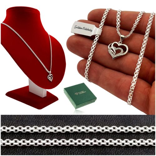  WOMEN'S SILVER HEART NECKLACE JEWELRY FOR CHRISTMAS FOR NICHOLAS DAY UNDER THE CHRISTMAS TREE