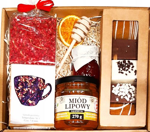  BASKET GIFT SET GIFT SOUCER HONEY TEA JAM GINGERBREAD