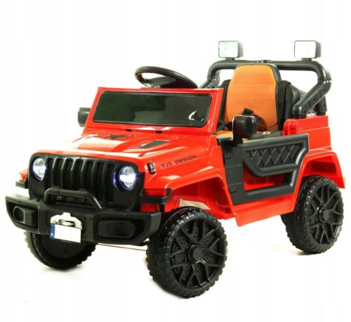  4X4 BATTERY-POWERED JEEP LEATHER LED USB SOUND + RED REMOTE CONTROL