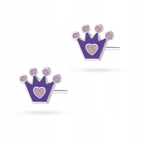  SILVER EARRINGS pr. 925 Enamel Crowns Lace for Girls Stud