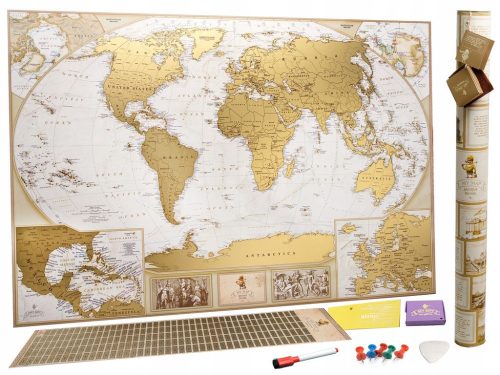  SCRATCH MAP OF THE WORLD with flags 88x63cm English gift travel map