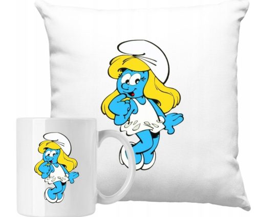  PILLOW + MUG SET Smurfs Smurfette Gift Idea + NAME