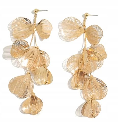  Earrings LONG gold GINK BILOBA LEAF