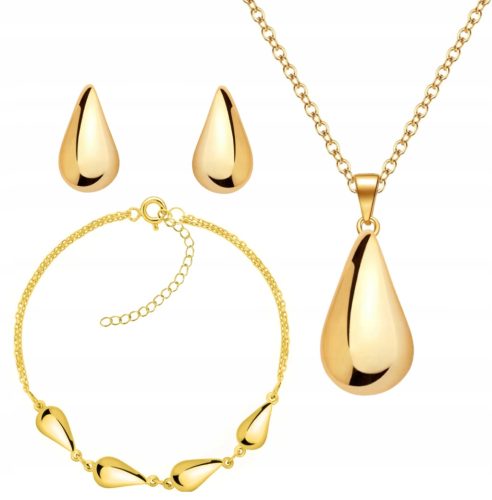  GOLD JEWELRY SET DROPS TEARFLOWERS SET 925 GOLD PLATED SILVER