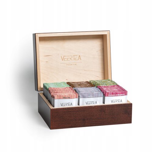  VEERTEA PREMIUM Tea set - wooden brown lockable box 96 envelopes