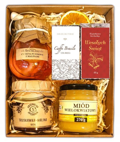  BASKET GIFT BOX GIFT GIFT HONEY COFFEE TEA RASPBERRY FOR CHRISTMAS