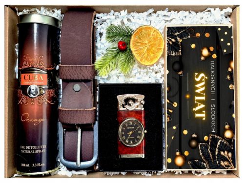  FOR HUSBAND'S DAD'S CHRISTMAS LEATHER BELT LIGHTER Cuba ORANGE