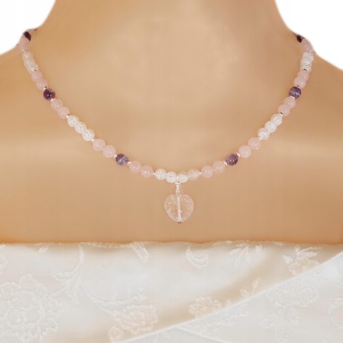  Necklace Crystals Stones Rose Quartz Amethyst Rock Crystal Silver