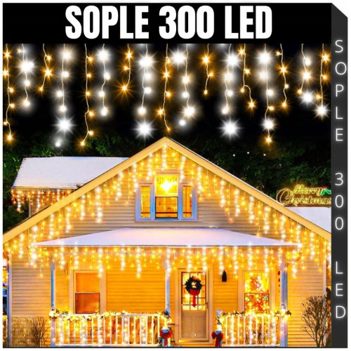  Light curtain Christmas lights icicles led 300 warm yellow 201 - 300 lights