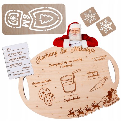  PLATE Tray for SANTA CLAUS with name + TEMPLATE SHOE TRACE PRINT GIFT