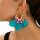  Boho Blue Flower Earrings 84mm