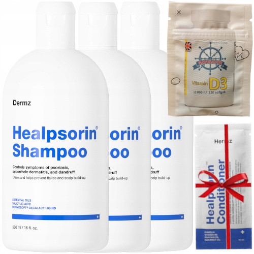 Healpsorin™ Dermatological Shampoo for Psoriasis and Seborrheic Dermatitis 3-pack with Free Samples