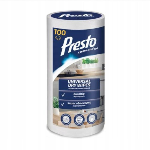  PRESTO UNIVERSAL DRY WIPES ON A ROLL OF 100 PIECES