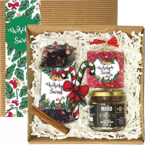  CHRISTMAS GIFT TEA CHOCOLATE HONEY ORGANIC PRESERVES PACKAGE UNDER THE CHRISTMAS TREE