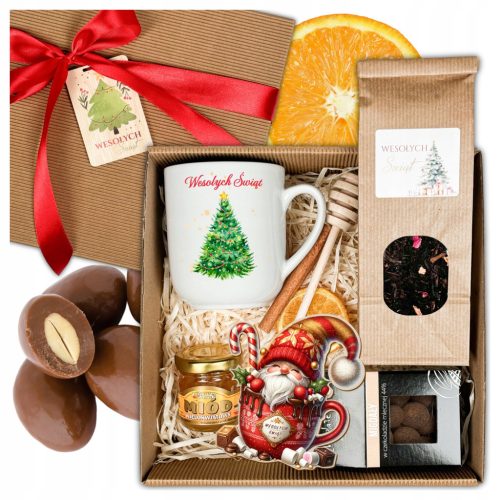  GIFT BASKET Christmas Saint Nicholas TEA ALMONDS HONEY box