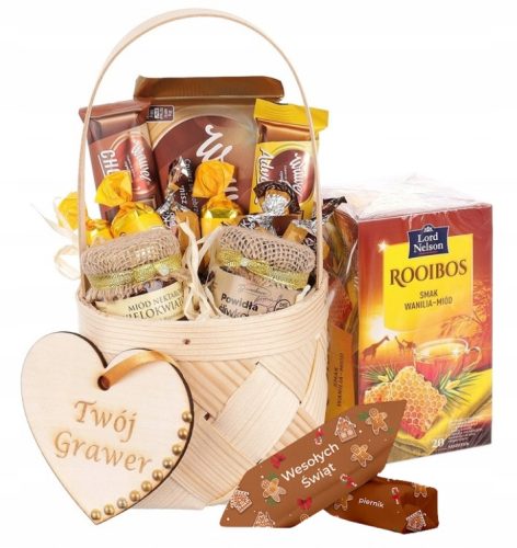  Gift basket ENGRAVING gift for Saint Nicholas Day chocolate honey tea