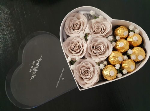  Gift box for Christmas, soap roses and ferrero rocher