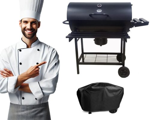  Charcoal Barrel Grill Cast Iron Grate 70x35cm Cover