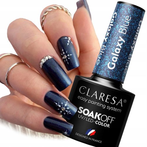  CLARESA GALAXY BLUE BLUE HYBRID NAIL POLISH WITH GLITTER 5 ml