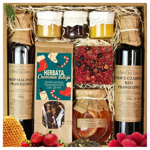  Set of CHRISTMAS GIFT BASKET Christmas Gift Tea Syrup Honey