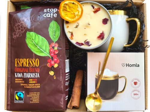  Christmas Gift Basket Set Gift Organic Coffee, Mug x 2, Candle