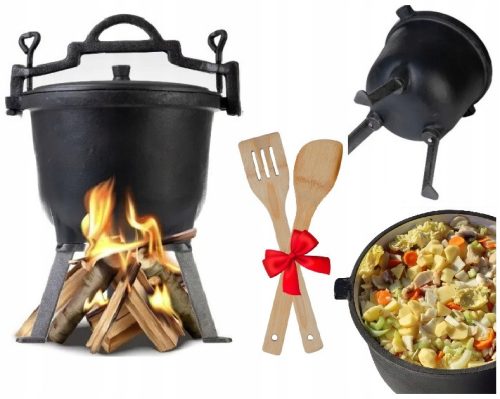  Hungarian cast iron cauldron, 8L hunting pot, campfire roast, grill