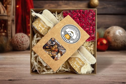  Large Christmas Gift Set - Chocolate, Honey, Tea - Golden Christmas