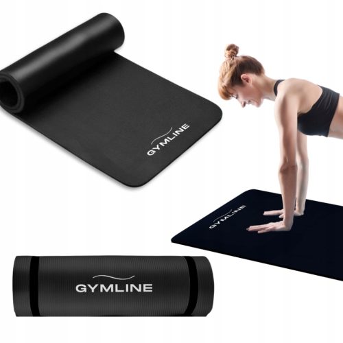  EXERCISE MAT BLACK 180x60 cm NBR 1.5 cm FOR YOGA FITNESS GYMNASTIC