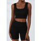  SHEIN WOMEN'S BLACK RIBBED SHORT SET M Ł5A