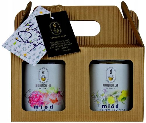  Gift set – Honey with Raspberry 380g + Honey with Ginger and Lemon 380g WŚ!