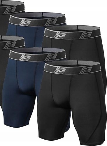  HOPLYNN Men's Black Navy Compression Shorts 4 Pairs 2XL XXL