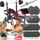  BODYBUILDING SET 123KG CAST IRON BENCH STRONG BARBELL DUMBBELL WEIGHTS