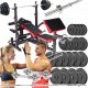  BODYBUILDING SET 138KG CAST IRON BENCH STRONG BARBELL DUMBBELL WEIGHTS