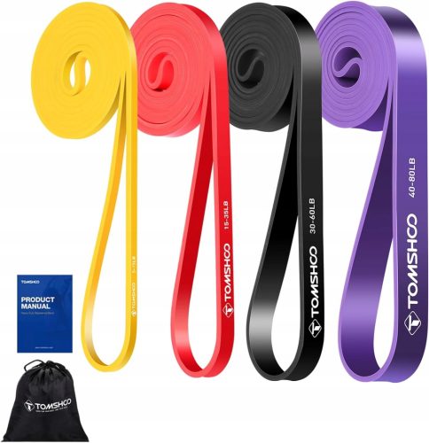  TOMSHOO Resistance Bands Set, 4 Pieces with Storage Bag,