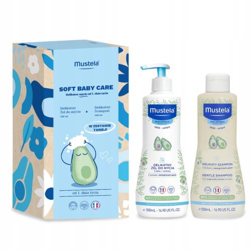 Mustela Gentle Cleaning Gel and Shampoo with Organic Avocado for Babies
