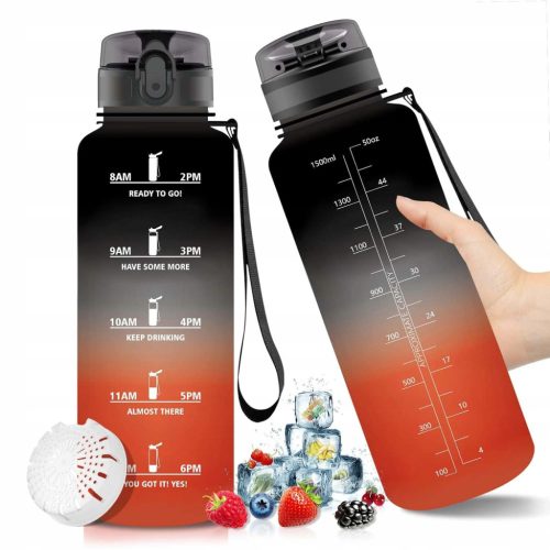  MOTIVATIONAL BOTTLE 1500 ml WATER BOTTLE WITH HANDLE MEASURING TABS WITH STRAW