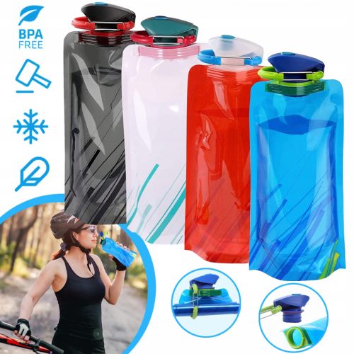  FOLDABLE DRINKS BOTTLE, 4 PIECES, 700 ML, REUSABLE, BPA FREE