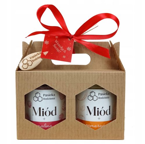  GIFT SET HONEY WITH RASPBERRY + HONEY WITH GINGERBREAD SPICE 410G CHRISTMAS