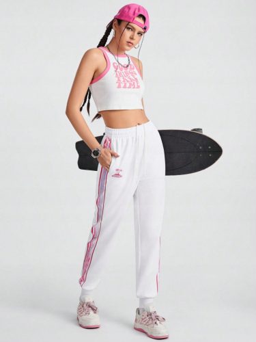  WOMEN'S SPORT TRAINING TROUSERS TAPERED REGULAR FIT WHITE SHEIN XL 42