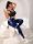  SHEIN TIE DYE HIGH WAIST NAVY SPORT LEGGINGS XS 34