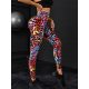  SHEIN HIGH WAIST TIE-DYE ANIMAL PRINT SPORT LEGGINGS L 40