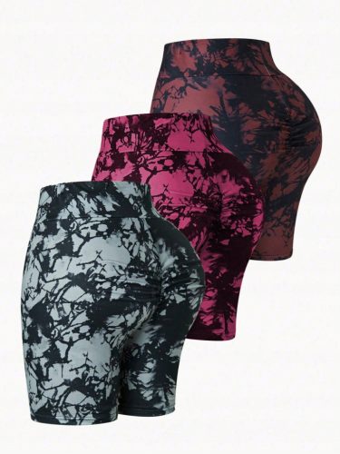  SPORTS LEGGINGS SHORTS 3-PACK TIE DYE SHEIN L 40