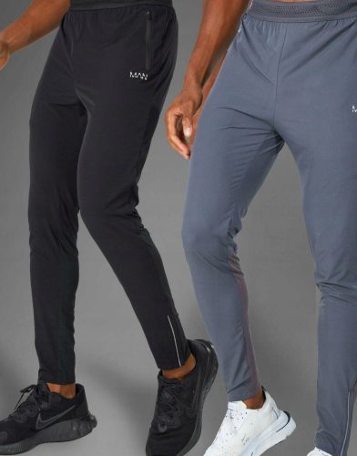  TRAINING PANTS GREY SPORTS TAPERED ACTIVE ZIPPERS BOOHOO M