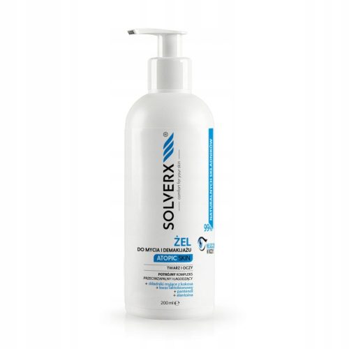 SOLVERX Atopic Skin Face and Eye Wash Gel for Atopic Dermatitis Skin, 200 ml